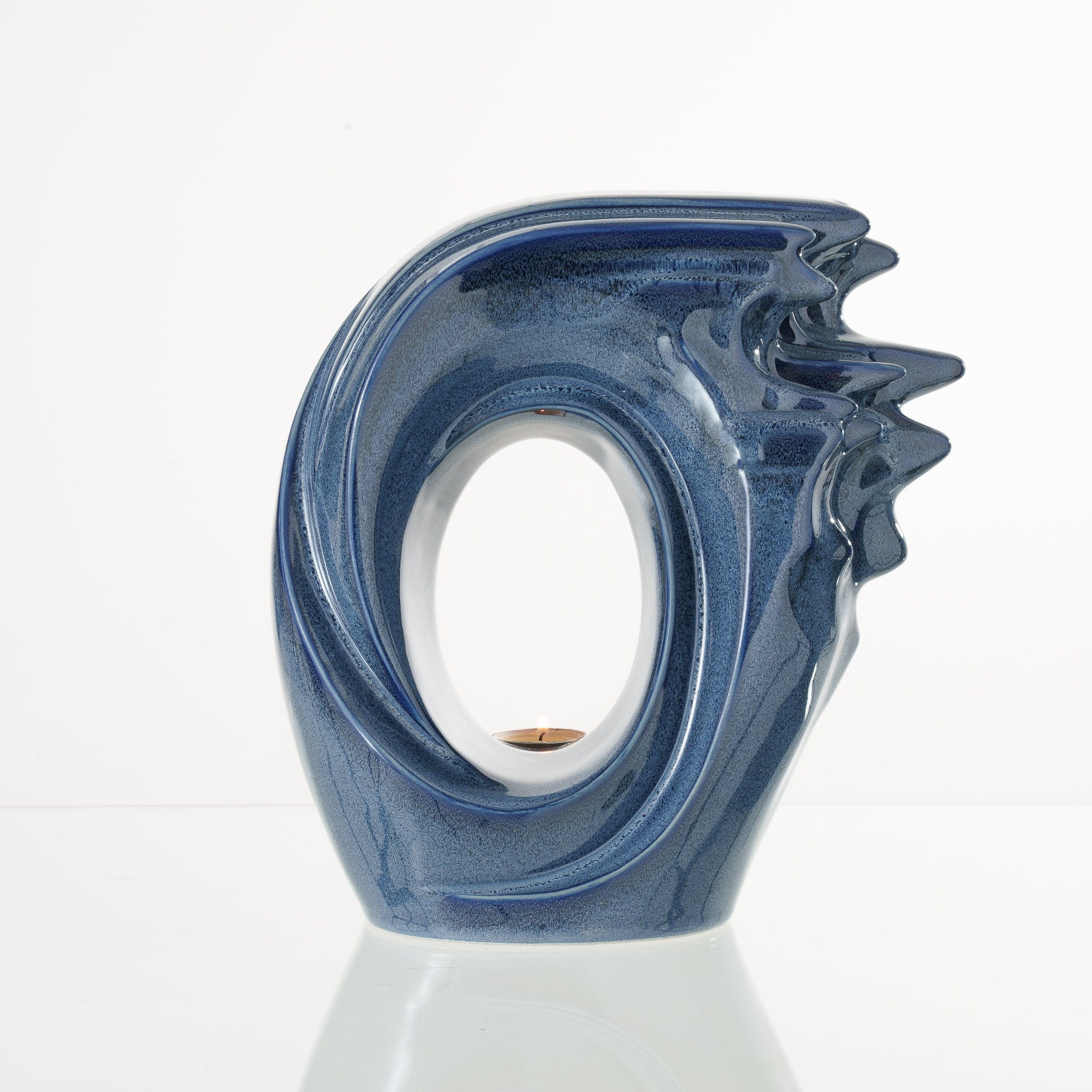 Pulvis Art Urns Adult Size Urn Handmade Cremation Urn "Zephyr" - Adult Ceramic Urn | Blue Melange
