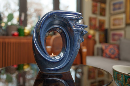 Pulvis Art Urns Adult Size Urn Handmade Cremation Urn "Zephyr" - Adult Ceramic Urn | Blue Melange