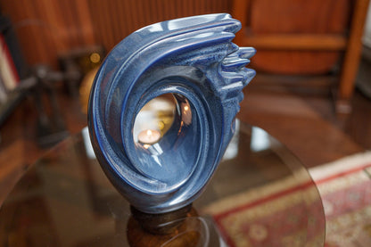 Pulvis Art Urns Adult Size Urn Handmade Cremation Urn "Zephyr" - Adult Ceramic Urn | Blue Melange