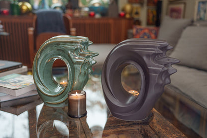 Pulvis Art Urns Adult Size Urn Handmade Cremation Urn "Zephyr" - Adult Ceramic Urn | Gray Matte