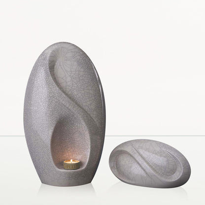 Set Of Ceramic Art Urns for Ashes "Eternity" - (Large urn + Keepsake) - Pulvis Art Urns