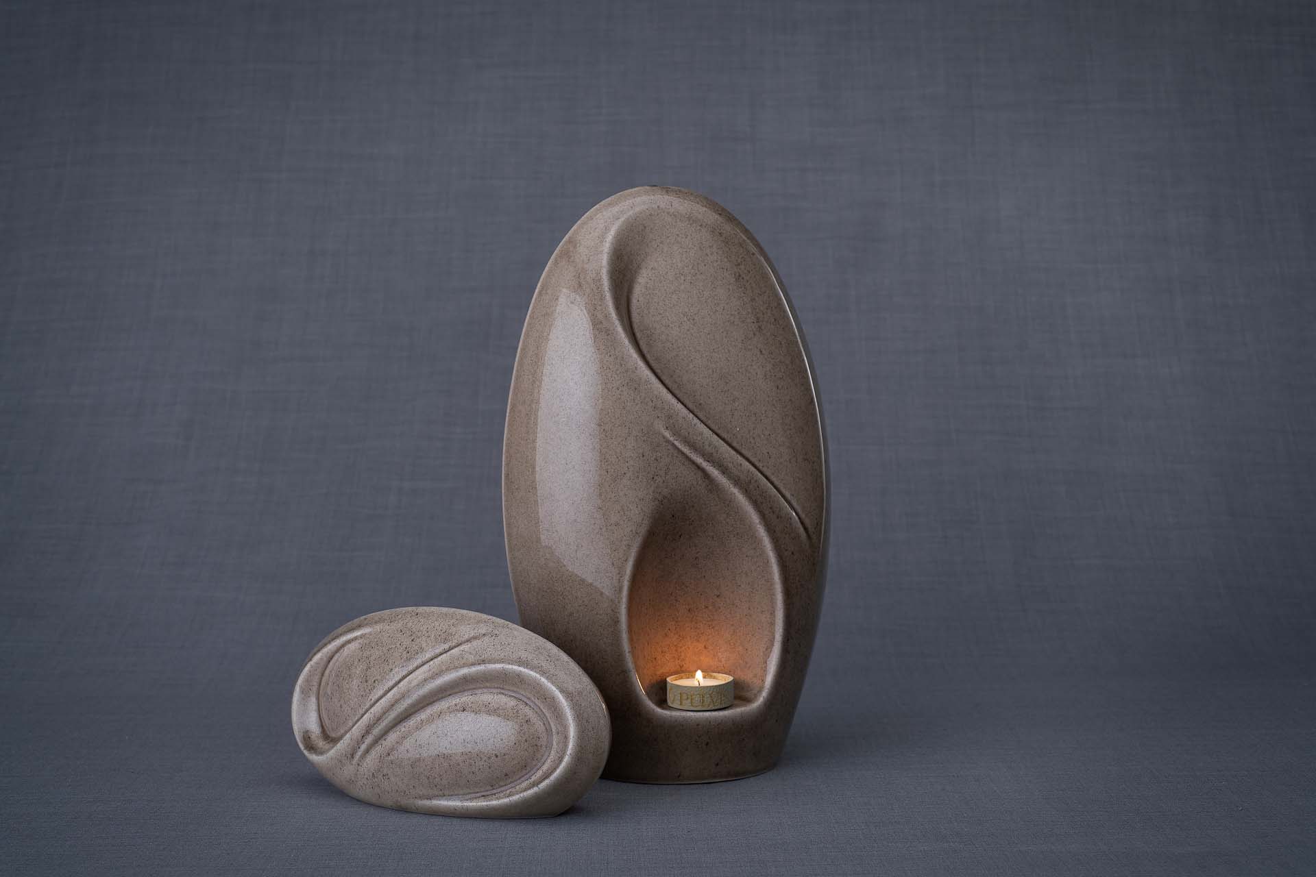 Set Of Ceramic Art Urns for Ashes "Eternity" - (Large urn + Keepsake) - Pulvis Art Urns