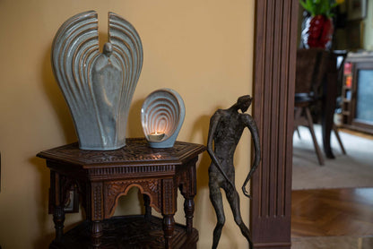 Set Of Ceramic Art Urns for Ashes "Guardian" - (Large urn + Keepsake) - Pulvis Art Urns