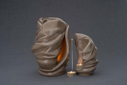 Set Of Ceramic Art Urns for Ashes "Light" - (Large urn + Keepsake) - Pulvis Art Urns