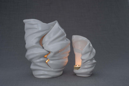 Set Of Ceramic Art Urns for Ashes "Light" - (Large urn + Keepsake) - Pulvis Art Urns