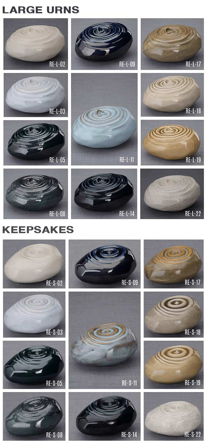 Set Of Ceramic Urns for Ashes "Resonance" - (Large urn + Keepsake) - Pulvis Art Urns