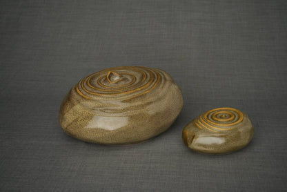 Set Of Ceramic Urns for Ashes "Resonance" - (Large urn + Keepsake) - Pulvis Art Urns
