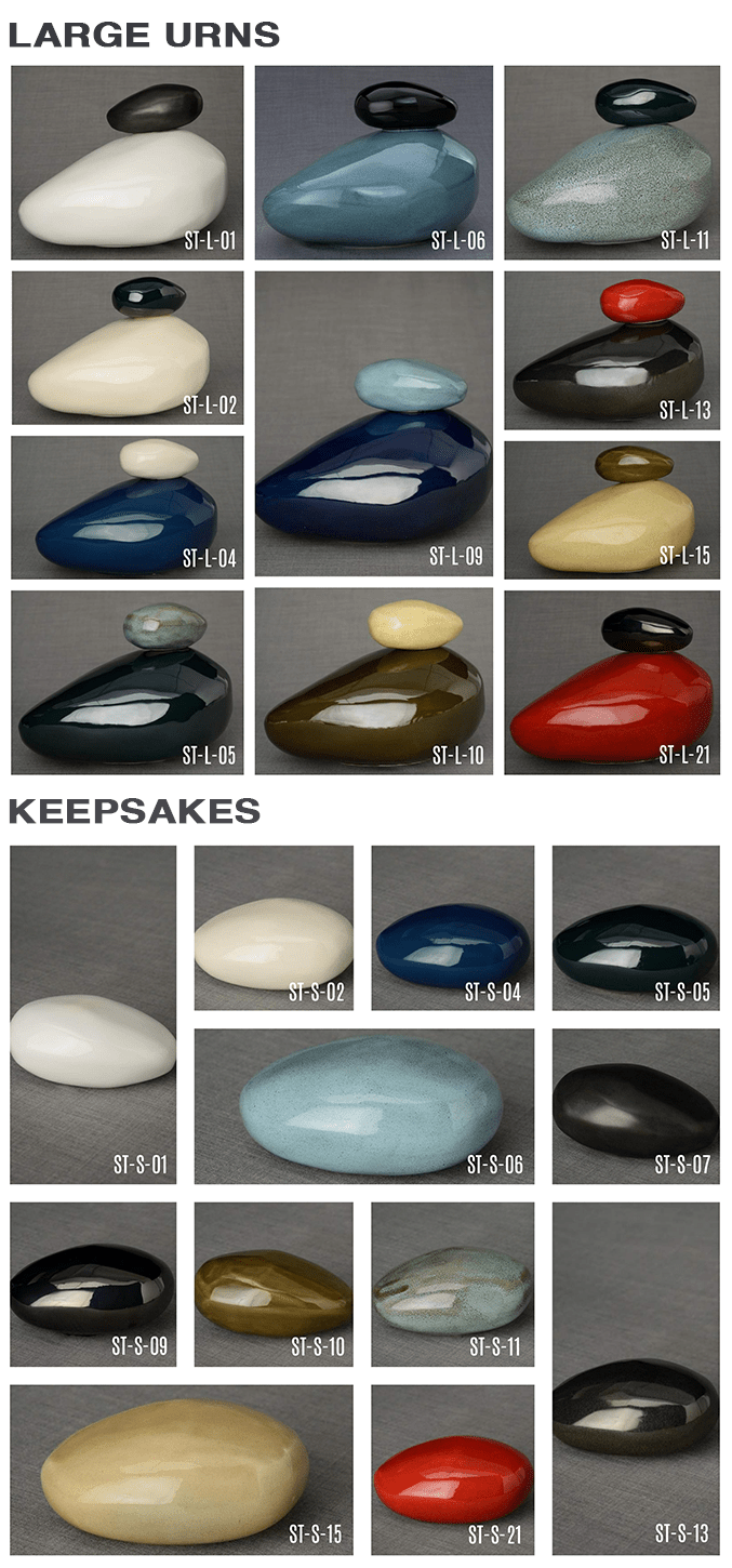 Set of Cremation Urns for Ashes "Stone" - (Large urn + Keepsake) - Pulvis Art Urns