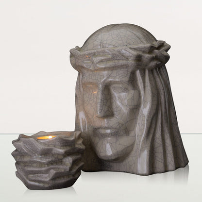 Set of Cremation Urns for Ashes "The Christ" - (Large urn + Keepsake) - Pulvis Art Urns