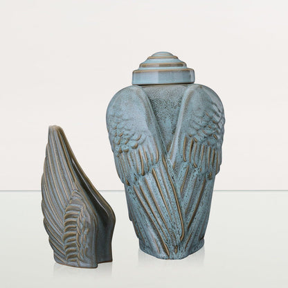 Set of Cremation Urns for Ashes "Wings" - (Large urn + Keepsake) - Pulvis Art Urns