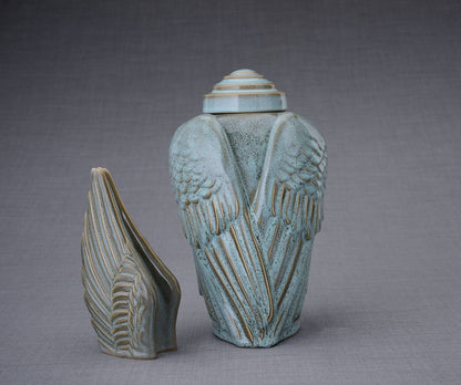 Set of Cremation Urns for Ashes "Wings" - (Large urn + Keepsake) - Pulvis Art Urns