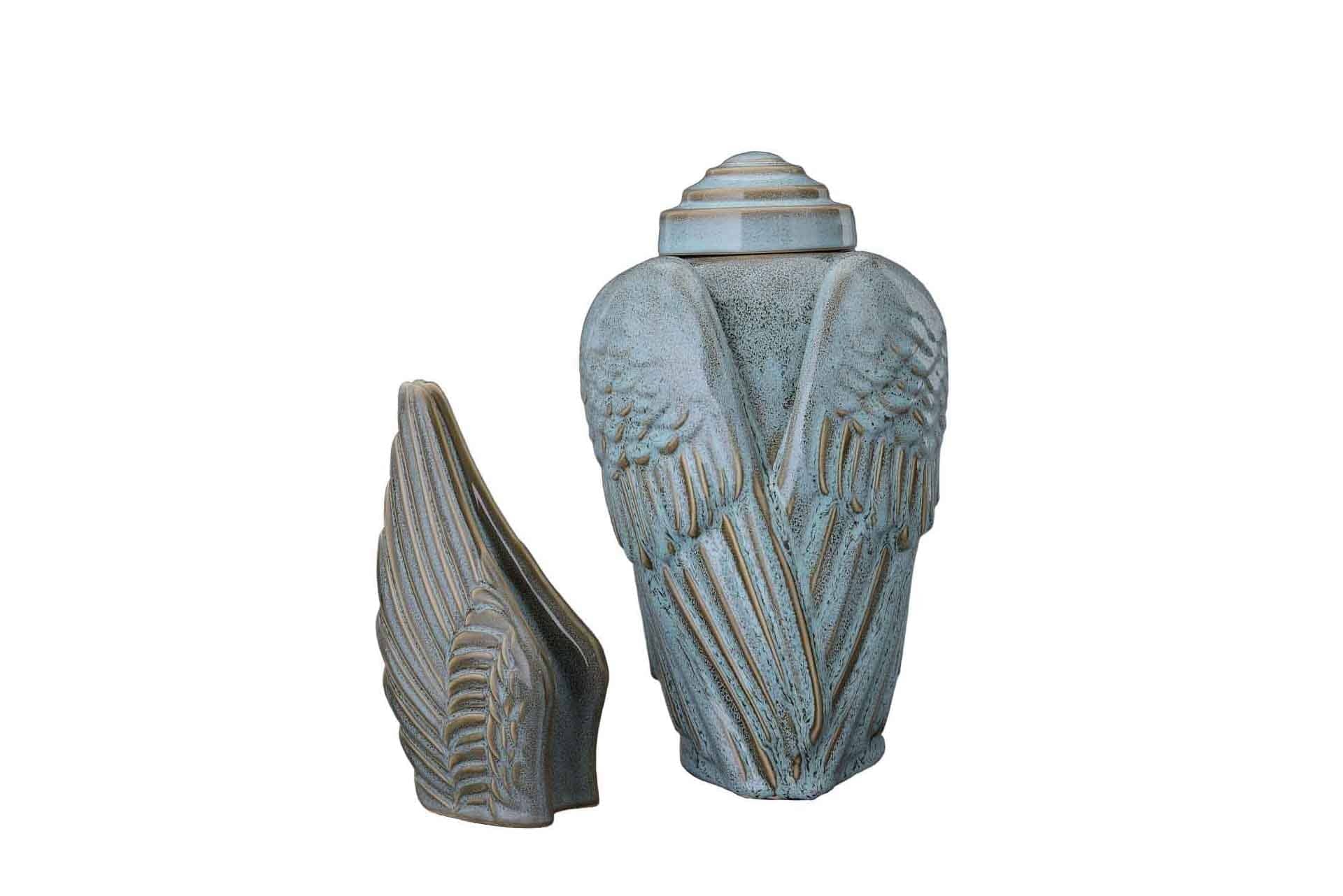 Set of Cremation Urns for Ashes "Wings" - (Large urn + Keepsake) - Pulvis Art Urns