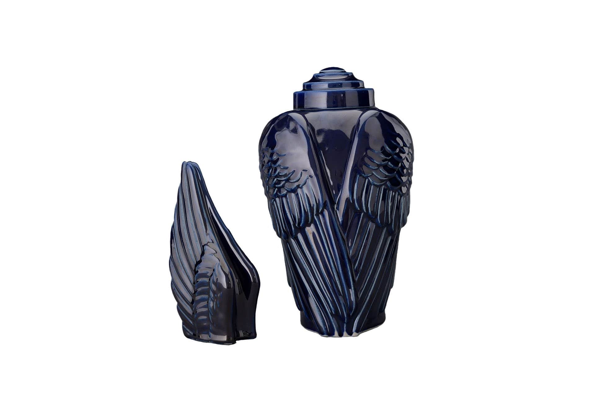 Set of Cremation Urns for Ashes "Wings" - (Large urn + Keepsake) - Pulvis Art Urns