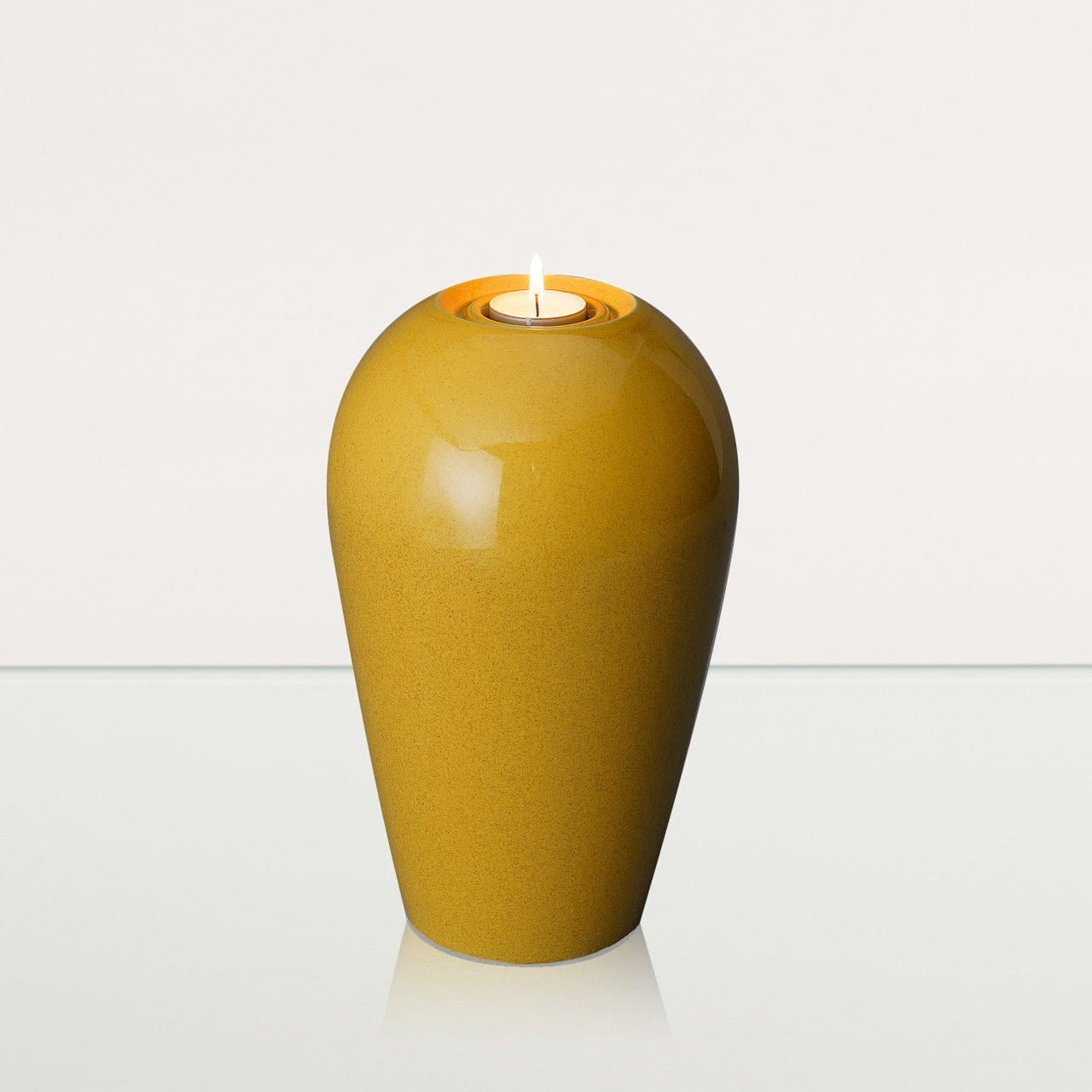 Memorial Cremation Urn "Serenity" - Large | Amber Yellow | Ceramic Urn - Pulvis Art Urns