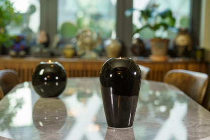 Memorial Cremation Urn "Serenity" - Large | Lamp Black | Ceramic Urn - Pulvis Art Urns