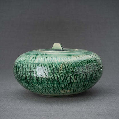 Pottery Wheel Urn for Ashes "Aeon" - Large | Verdigris | Ceramic - Pulvis Art Urns