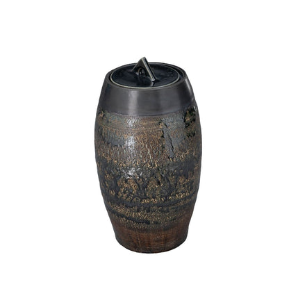 Pottery Wheel Urn for Ashes "Superious" - Large | Black gloss | Ceramic - Pulvis Art Urns