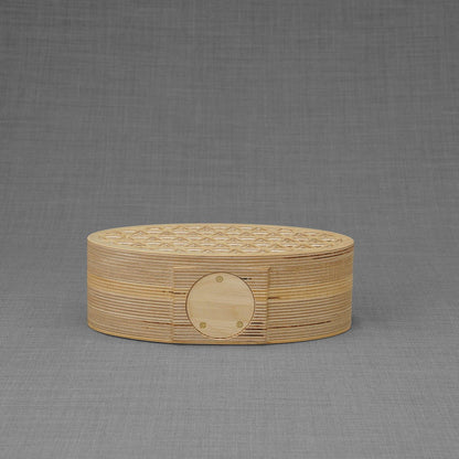 Wooden Cremation Urn "Remembrance" - Handmade - Purple Leather - Pulvis Art Urns