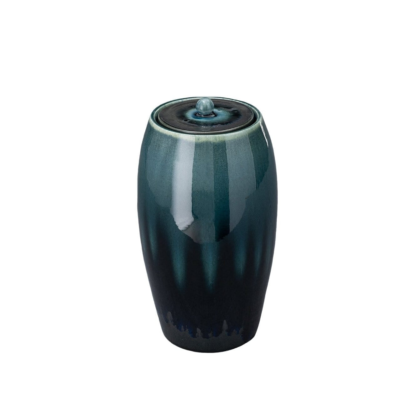 Pottery Wheel Urn for Ashes "Memory" - Large | Green blend | Ceramic - Pulvis Art Urns