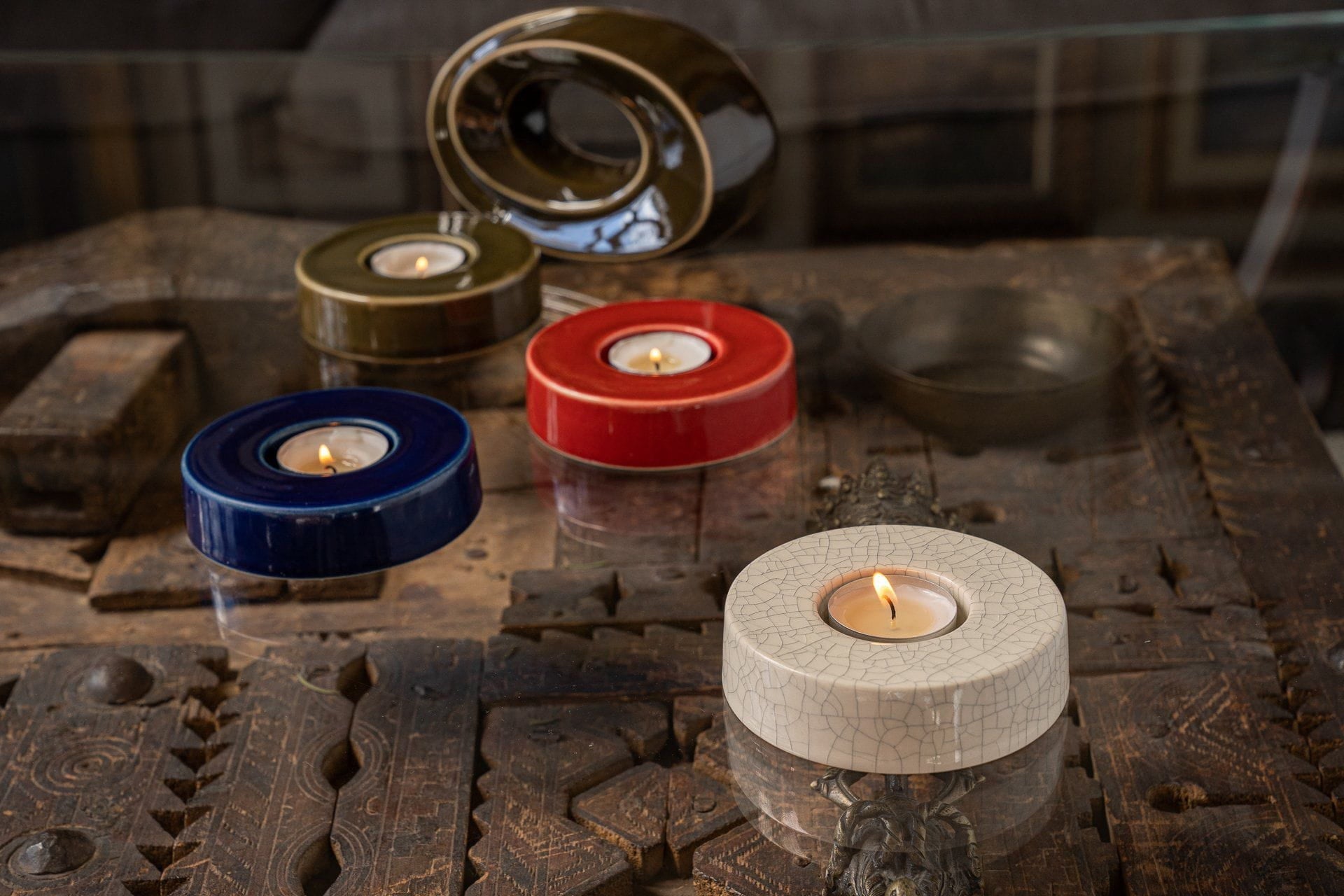 Caleo Handmade Candleholder for Cremation Urns - Cobalt Metallic | Ceramic - Pulvis Art Urns