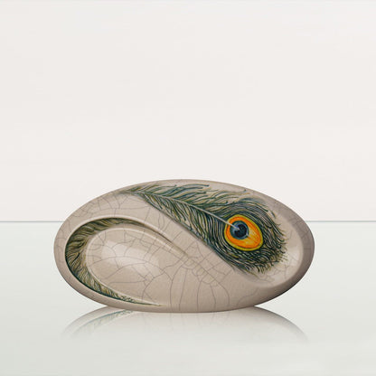 Hand Decorated Eternity Keepsake "Feathers" - Ceramic Keepsake Urn - Pulvis Art Urns