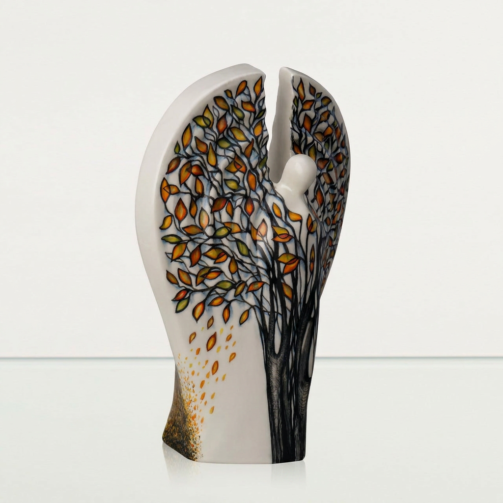 Hand Decorated Urn for Ashes "Guardian - Autumn" - Large Urn | Ceramic - Pulvis Art Urns
