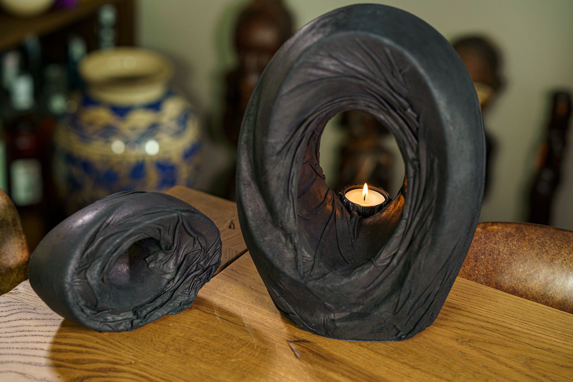 Handmade Cremation Urn for Ashes "The Passage" - Exclusive Leather Edition - Pulvis Art Urns