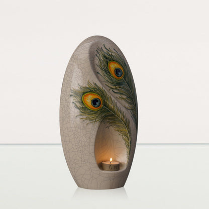 Handmade Decorated Eternity Urn "Feathers" - Large | Ceramic Urn - Pulvis Art Urns