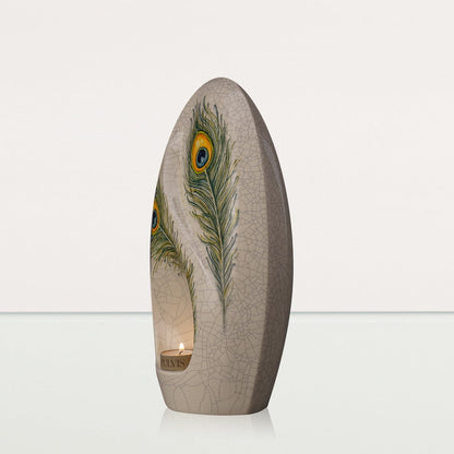 Handmade Decorated Eternity Urn "Feathers" - Large | Ceramic Urn - Pulvis Art Urns