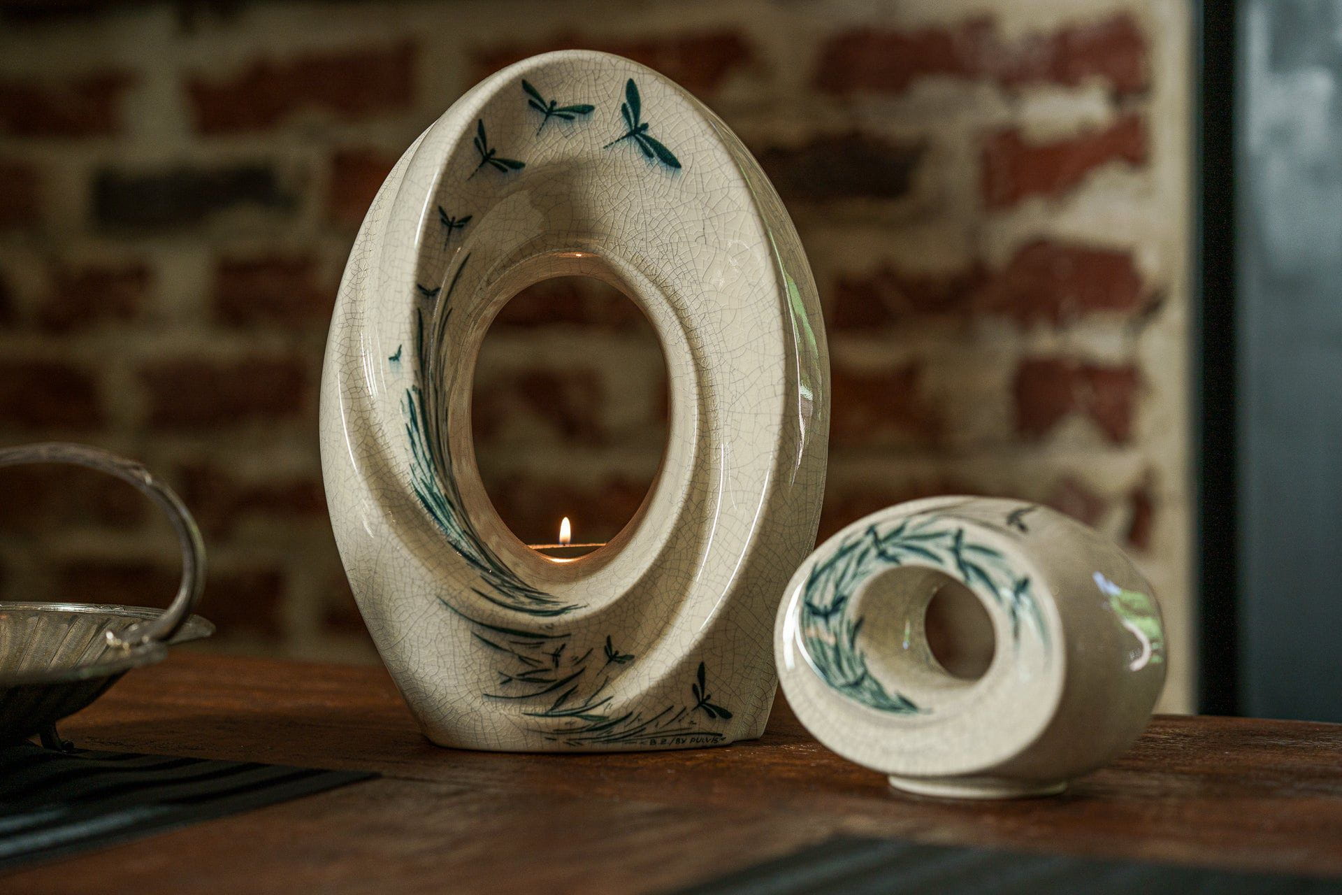 Handmade Decorated Keepsake "The Passage - Dragonflies" - Ceramic - Pulvis Art Urns