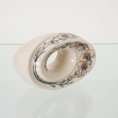 Handmade Decorated Keepsake "The Passage - Orchids" | Ceramic - Pulvis Art Urns
