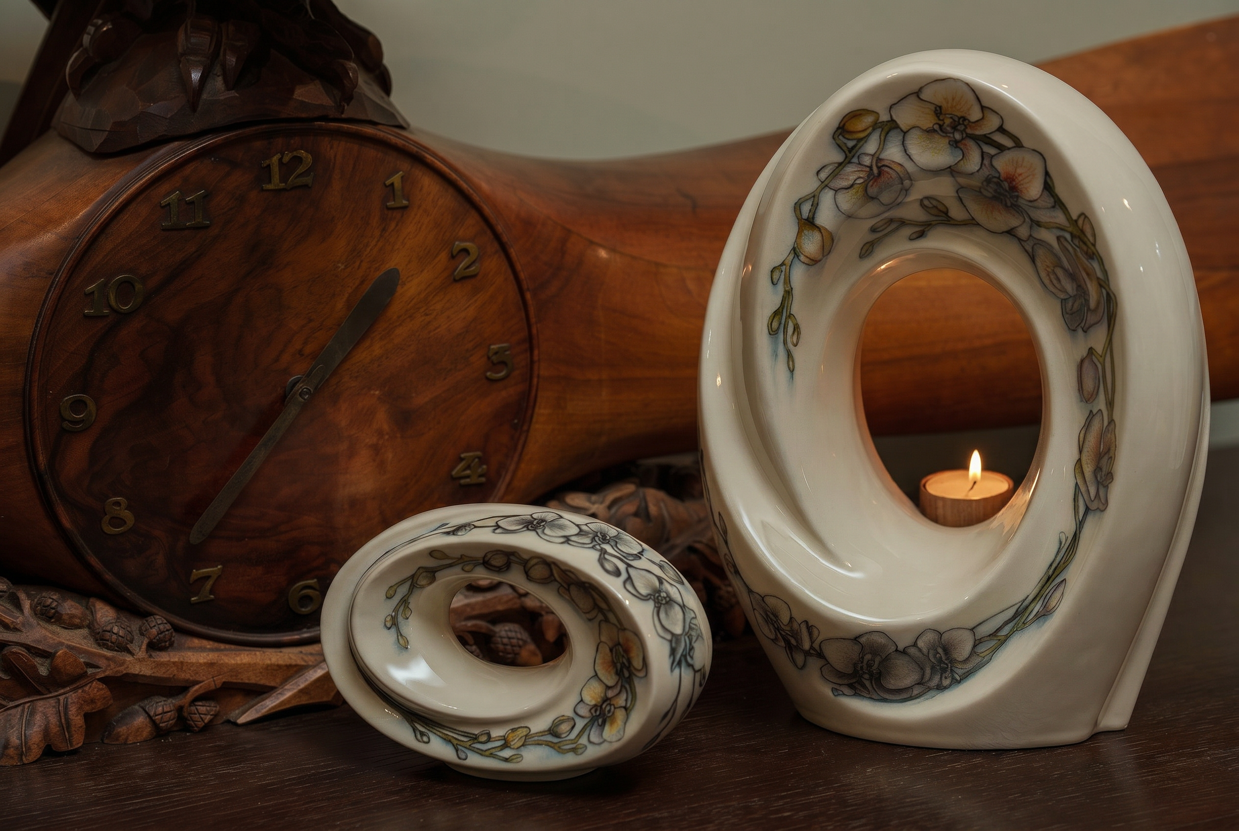Handmade Decorated Keepsake "The Passage - Orchids" | Ceramic - Pulvis Art Urns
