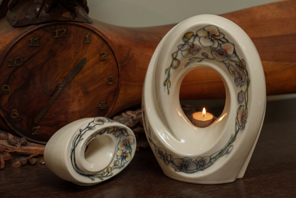 Handmade Decorated Keepsake "The Passage - Orchids" | Ceramic - Pulvis Art Urns