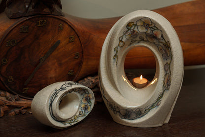 Handmade Decorated Urn "The Passage - Orchids" - Medium | Ceramic - Pulvis Art Urns