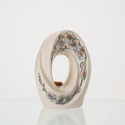 Handmade Decorated Urn "The Passage - Orchids" - Medium | Ceramic - Pulvis Art Urns