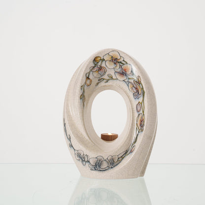 Handmade Decorated Urn "The Passage - Orchids" - Medium | Ceramic - Pulvis Art Urns