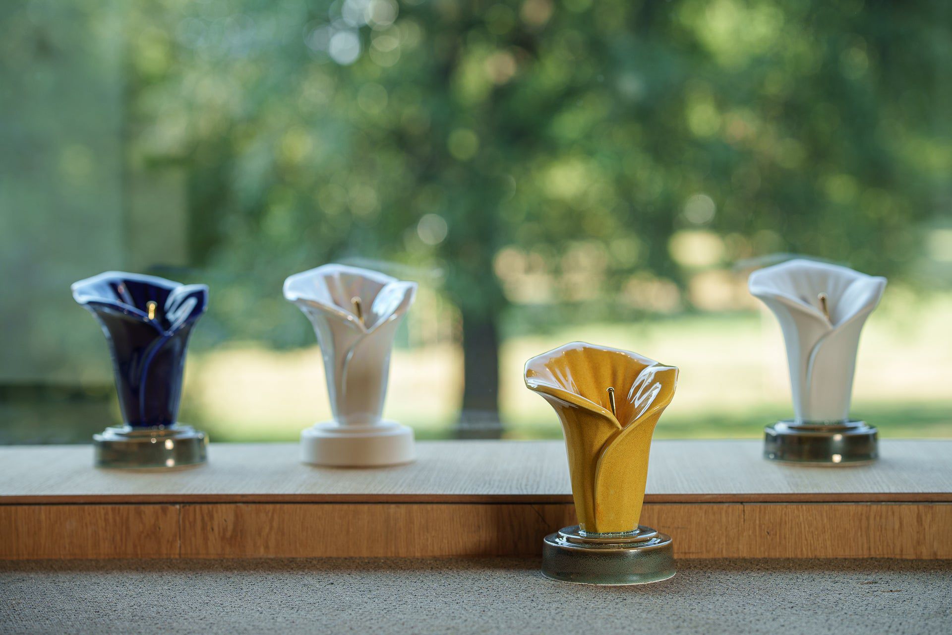 Calla Lily Keepsake Urn - Amber Yellow | Ceramic - Pulvis Art Urns