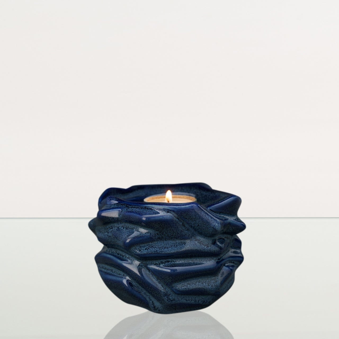 Candleholder Keepsake Urn For Ashes | Blue Melange | Ceramic Keepsake - Pulvis Art Urns