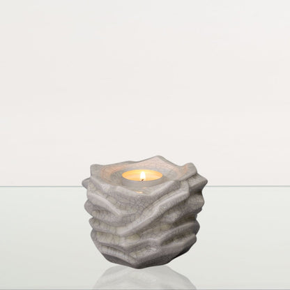 Candleholder Keepsake Urn For Ashes | Craquelure | Ceramic Memorial - Pulvis Art Urns