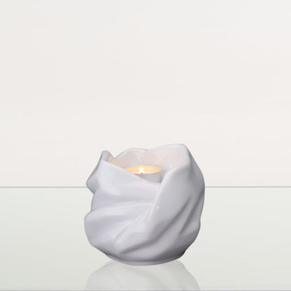Cremation Keepsake Urn For Ashes With Candle | White | Ceramic Urn - Pulvis Art Urns