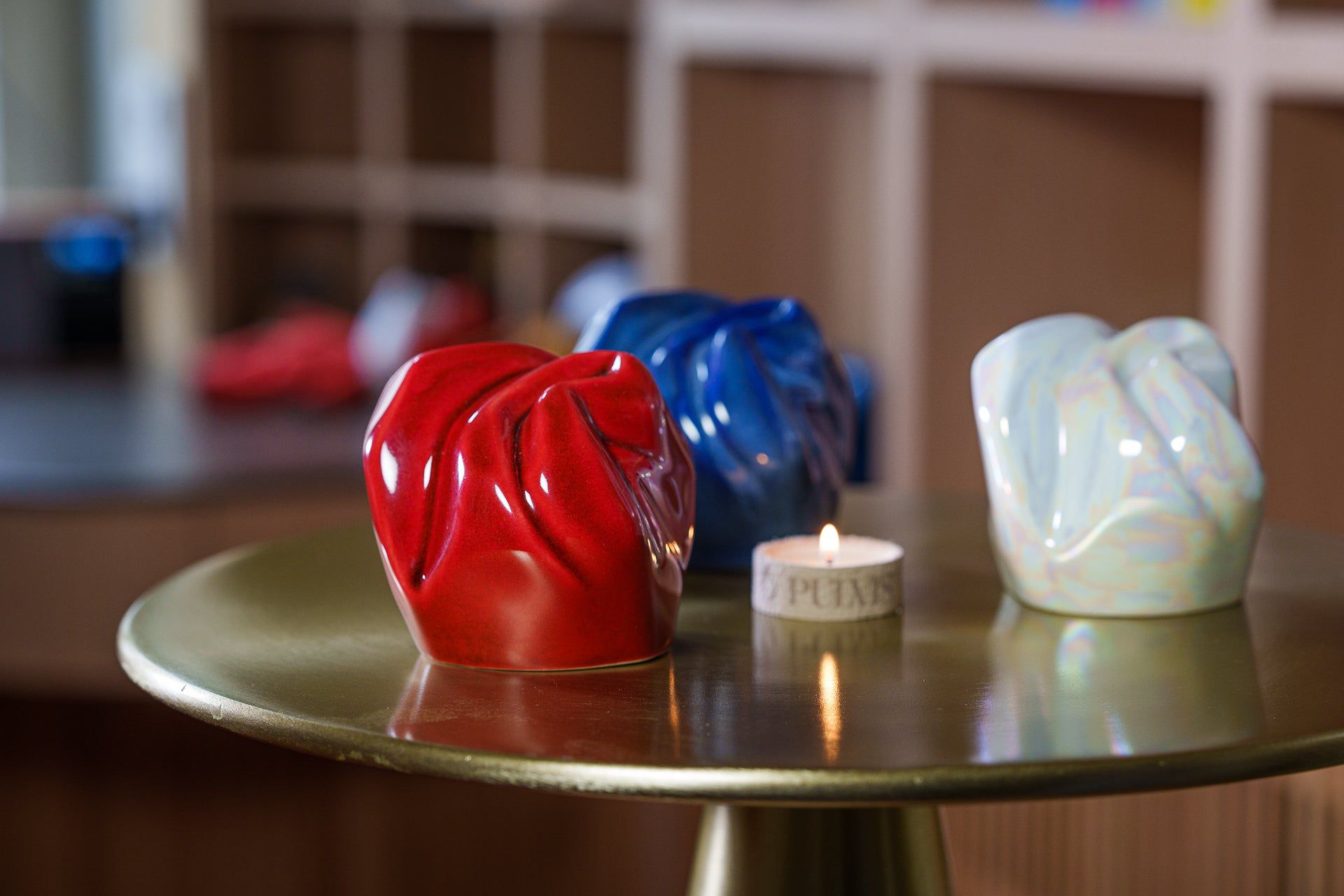 Cremation Keepsake Urn "Precious" - Small Keepsake | Blue Melange | Ceramic - Pulvis Art Urns