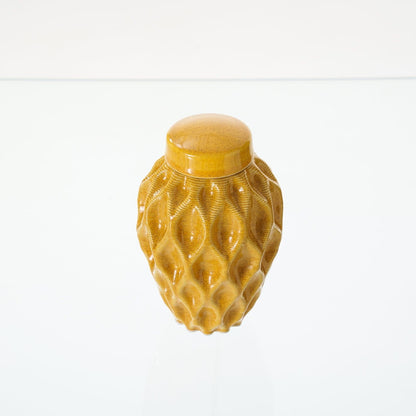 Cremation Urn "Echo" - 3D Printed Ceramic Urn | Amber Yellow | Keepsake - Pulvis Art Urns