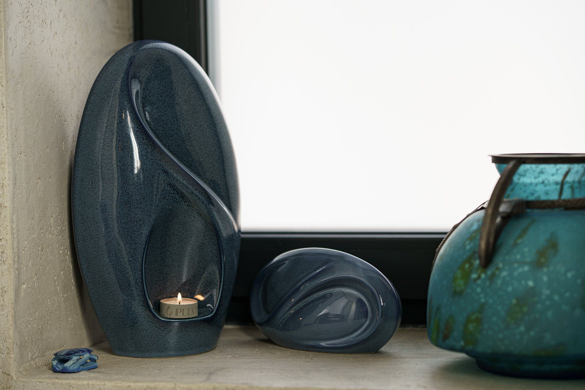 Eternity Handmade Cremation Keepsake Urn - Small | Blue Melange | Ceramic - Pulvis Art Urns