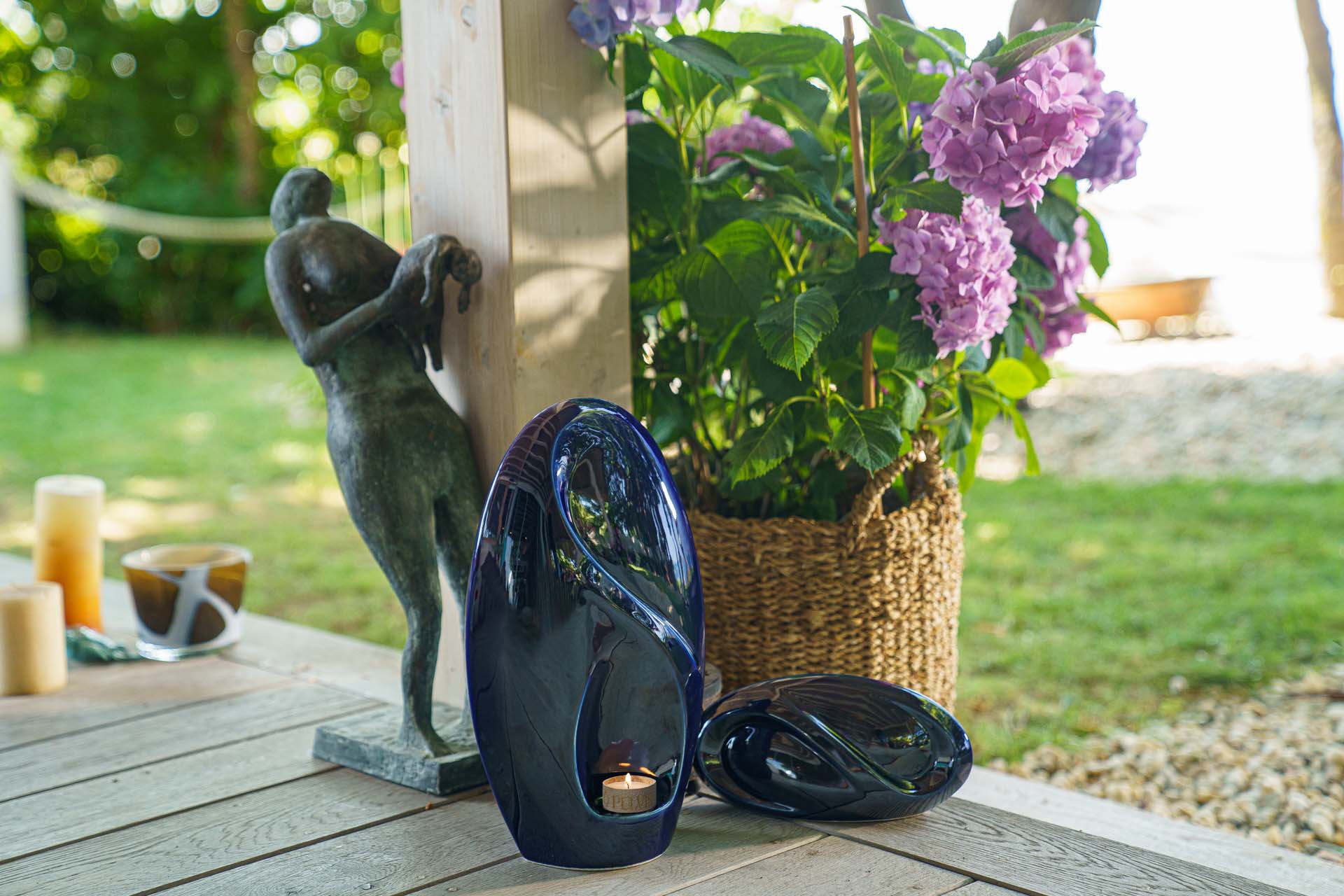 Eternity Handmade Cremation Keepsake Urn - Small Urn | Cobalt Metallic | Ceramic - Pulvis Art Urns