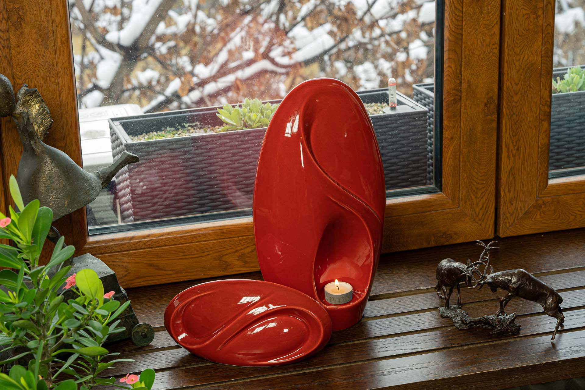 Eternity Handmade Cremation Keepsake Urn - Small Urn | Red | Ceramic - Pulvis Art Urns