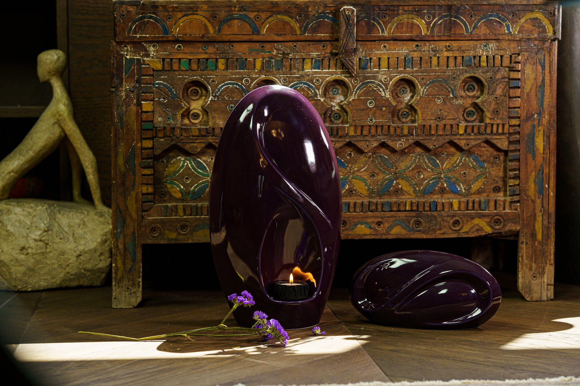 Eternity Handmade Cremation Keepsake Urn - Small | Violet | Ceramic - Pulvis Art Urns