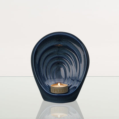 Handmade Cremation Keepsake Urn "Guardian" - Small | Blue Melange | Ceramic - Pulvis Art Urns