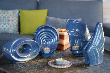 Handmade Cremation Keepsake Urn "Guardian" - Small | Blue Melange | Ceramic - Pulvis Art Urns