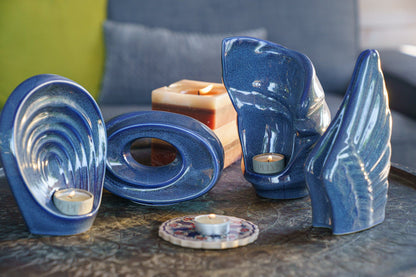 Handmade Cremation Keepsake Urn "Guardian" - Small | Blue Melange | Ceramic - Pulvis Art Urns
