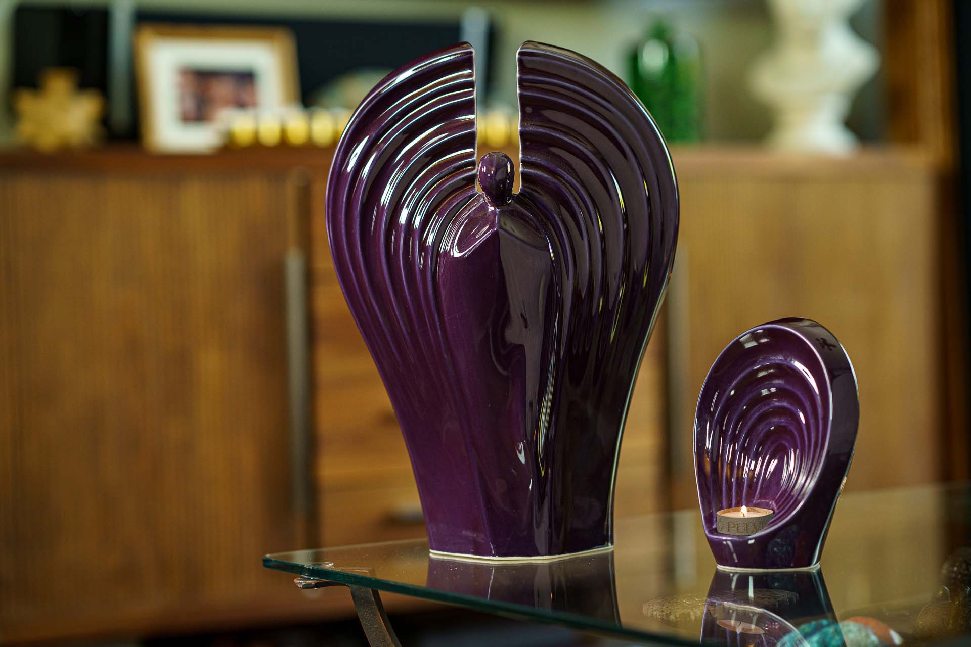 Handmade Cremation Keepsake Urn "Guardian" - Small Urn | Violet | Ceramic - Pulvis Art Urns